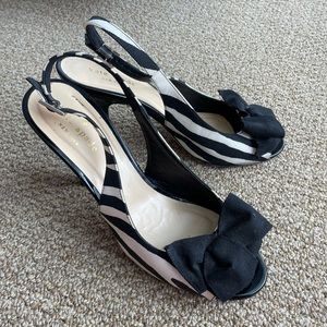 Kate Spade Zebra Print Peep-toe Sling Backs Size 7